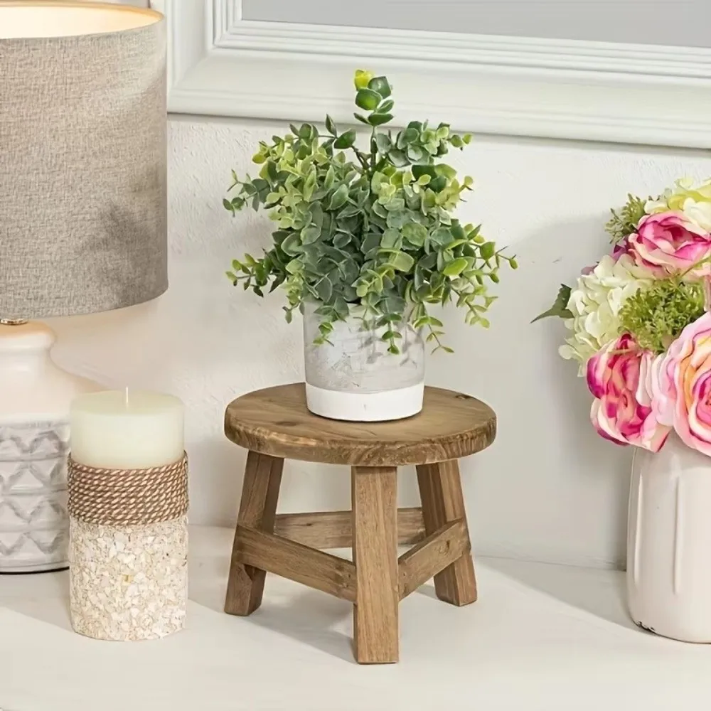 Mini Taburete de Madera Soporte para Exposición de Flores