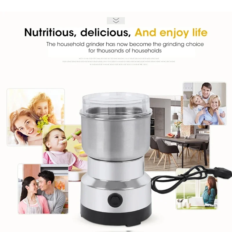 Mini Molinillo Eléctrico Doméstico 300ml Pulverizador Ultrafino de Comida para Bebés Molinillo de Café Molinillo de Especias Pimiento Molinillo de Granos 2/4 Cuchillas