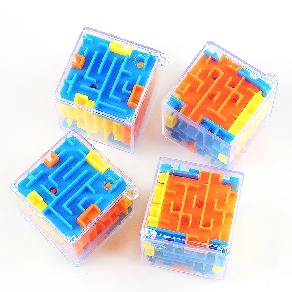 Cubo Mágico Mini 3D Laberinto Puzzle Transparente de Seis Caras Cubo de Velocidad Bolas Rodantes Juguetes Laberinto para Alivio de Estrés