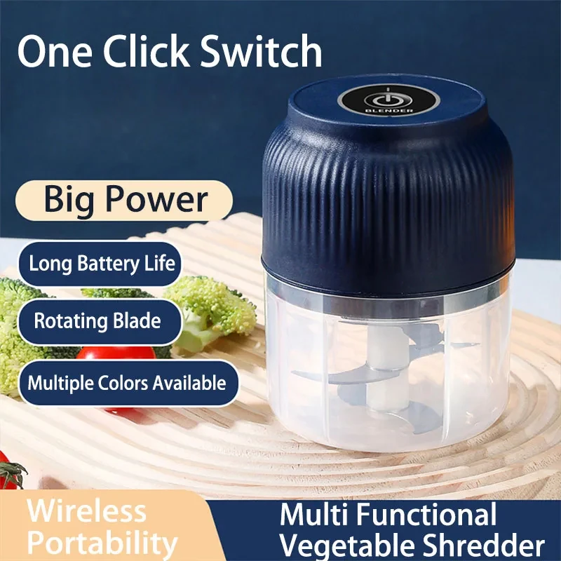 Mini Picadora Eléctrica Inalámbrica USB Recargable de 250ml,Triturador de Ajo, Picadora de Alimentos para Accesorios de Cocina para Ajo