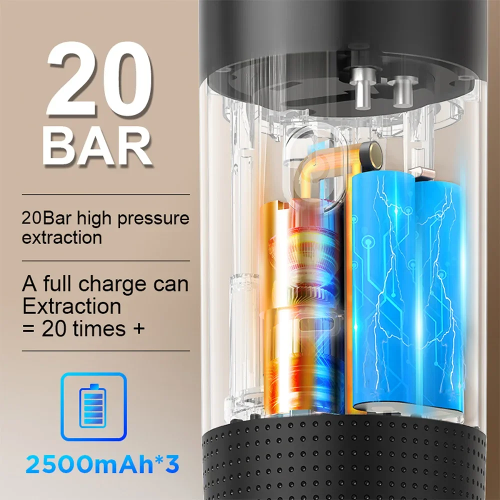 Máquina de café espresso eléctrica portátil inalámbrica para coche y hogar, cafetera de camping 3 en 1, máquina de café de cápsula y polvo para viajar. - Image 3