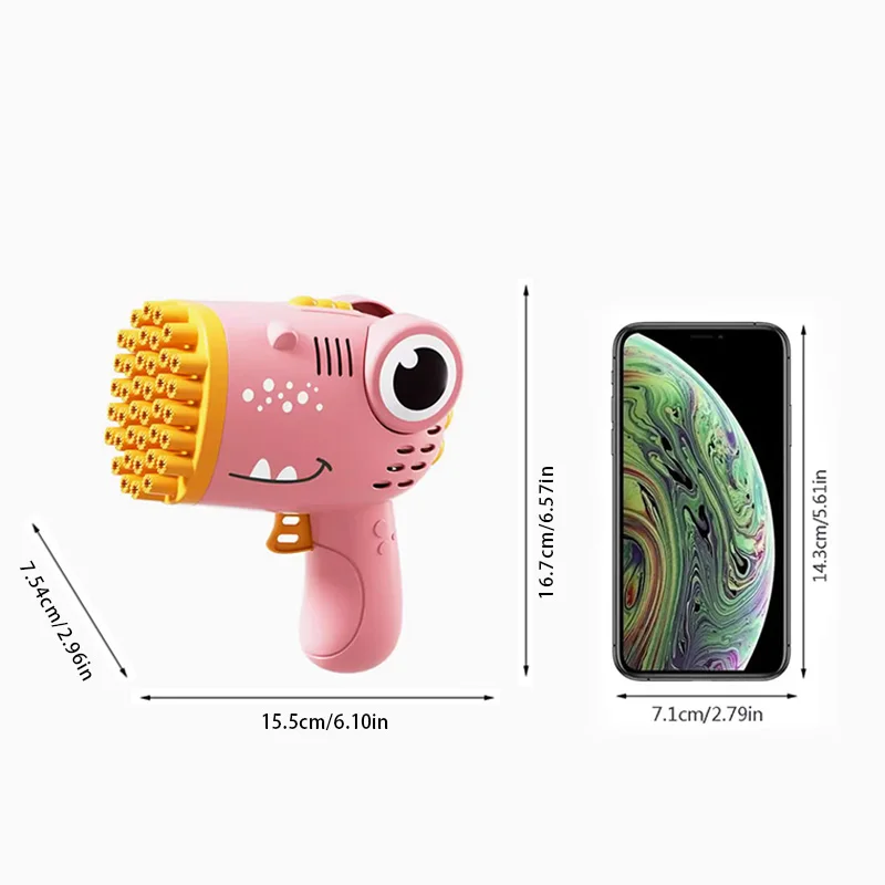Máquina de burbujas portátil con 40 agujeros Dinosaurio, pistola de burbujas eléctrica para fiesta de boda al aire libre (sin agua para burbujas) - Image 2